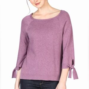 Lilla | P Women’s Medium Cotton Modal Sugarplum Purple Tie Sleeve Sweater
